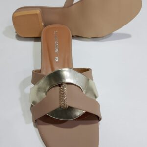 Women's Tan & Gold Embellished Flat Sandals ? Stylish Slip-On Slides with Luxury Comfort & Chic Gold Accent Shine with every step ? comfort class in one perfect pair | Slipper | Slipper For Women (With Box) - Image 4