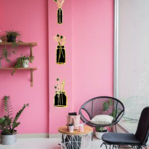 Set of 3 Modern Floral Vase Wall Decor - Golden & Silver Acrylic Mirror Finish | Wall Decor - Image 2