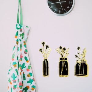 Set of 3 Modern Floral Vase Wall Decor - Golden & Silver Acrylic Mirror Finish | Wall Decor - Image 1