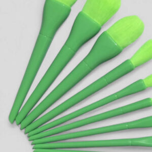 10 Pcs Professional Makeup Brush Set ? Face, Eyes & Lips | Concealer, Blush, Eyeshadow, Highlighter | Orange & Green Colors - Image 1