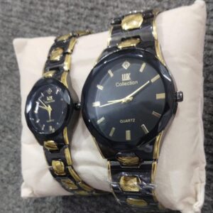 Elegant Couple Watch Set ? Luxury Quartz Wristwatches for Him & Her with Dual-Tone Metal Strap - Image 2