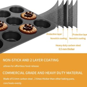 6-Cup Muffin Pan ? Non-Stick Carbon Steel Cupcake Baking Tray | Heavy Duty Standard Bakeware for Muffins, Cakes, Mini Pies & More - Image 3