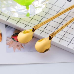 6-Piece Reusable Stainless Steel Straw Spoons with Cleaning Brush ? Eco-Friendly - Image 3