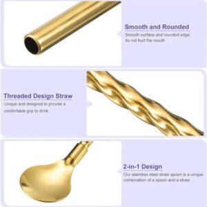 6-Piece Reusable Stainless Steel Straw Spoons with Cleaning Brush ? Eco-Friendly - Image 4