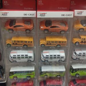 5-Piece Die Cast Metal Car and Bus Set ? 1:64 Scale City Vehicle Collection for Kids ? Pull Back & Release ? Durable Metal & Plastic Construction ? Educational Toy for Ages 3+ - Image 1