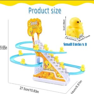 Duck Slide Toy Set, Funny Automatic Stair-Climbing Ducklings Cartoon Race Track Set Little Lovely Duck Slide Toy Escalator Toy with Lights and Music (3 sliding ducks) - Image 5