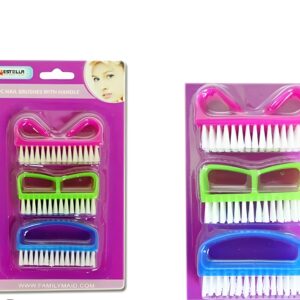 Pack Of 3 Nail Brush Set with Handle ? Soft & Durable Bristles for Cleaning Hands, Feet, Nails & Cuticles, Removes Dirt, Grime & Grease, Assorted Colors (Random Color) - Image 4