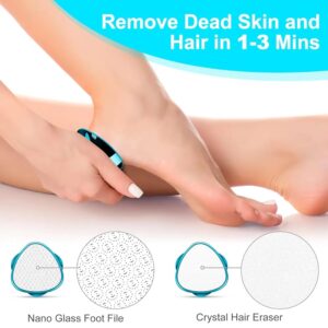 2 in 1 Double-Sided Nano Glass Callus Remover & Crystal Hair Eraser ? Safe & Quick Foot File, Dead Skin & Hard Callus Remover, Painless Epilator for Women, Portable Pedicure Tool (Random Color) - Image 4
