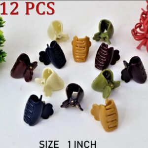 Pack of 12 Hair Catchers ? Small Size (1 Inch) Multicolor Plastic Clips for Women & Girls | Strong Grip & Stylish Design (Random Color) - Image 1