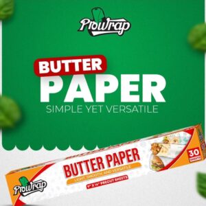 Prowrap Butter Paper ? 9" x 14" Precut Sheets (30 Pcs) | High-Quality Waterproof & Grease-Resistant Food Wrap | Thicker Than Market Standard - Image 1