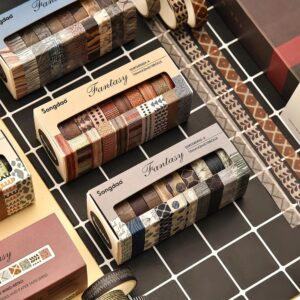 Songdao 10 Rolls Fantasy Washi Tape Set Texture Arts Adhesive Tapes Basic Patterns Decorative Masking Tape Sets for Craft, Kids, Scrapbook, DIY, Gift Wrapping (Style Four) - Image 3