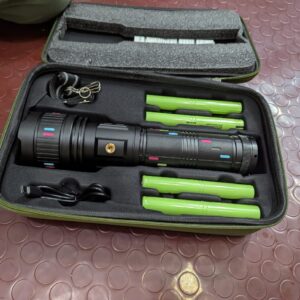 2KM Powerful Zooming Flashligh with 8 lithum cell pure steel waterproof body With Side Work Light & Usb Charging ? Ultra-bright Type c charging port - Image 1