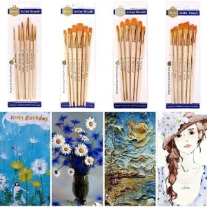 Pack of 6 Professional Angular Brush Set for Artists ? Wooden Handle & Ultra-Soft Tapered Bristles | Multi-Purpose Brushes for Painting, Designing, Calligraphy & Craft | Ideal for Acrylic, Oil & Watercolors - Image 1