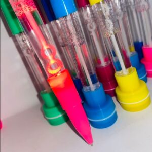 4-in-1 Pen with Stamp, Bubbles, Light, and Writing Function ? Fun Creative Multi-Use Pen for Kids, Arts, Crafts, and School Supplies ? Premium Quality, Imported, Available in 6 Colors with Bubble Container and Red Light (Random Color) - Image 1