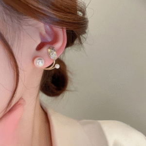 Beautiful Pearl Zircon Korean Flower Earrings for Women ? Elegant Floral Design with Sparkling Zircon and Pearl Detailing | Premium Silver and Golden Fashion Jewelry for Parties, Weddings, and Daily Wear | AWT-999 - Image 3
