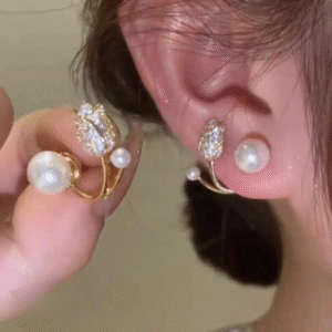 Beautiful Pearl Zircon Korean Flower Earrings for Women ? Elegant Floral Design with Sparkling Zircon and Pearl Detailing | Premium Silver and Golden Fashion Jewelry for Parties, Weddings, and Daily Wear | AWT-999 - Image 4