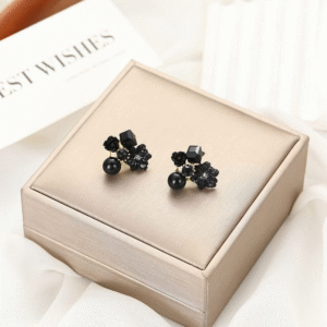 Flower Crystal Korean Earrings ? Elegant Women?s Fashion Jewelry in Multiple Colors (Black, Blue, Red, Yellow, Green, Sky Blue, Purple, Light Pink, Dark Pink (AXT-104) - Image 5