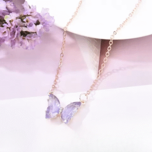 Crystal Butterfly Pendant Necklace for Women ? Gold Chain Fashion Jewelry Gift (AWT-108) - Image 3