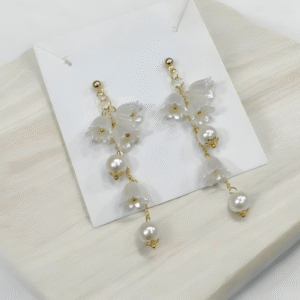 Pearl Korean Flower Earrings for Women ? Elegant White Floral Design with Classic Pearl Detailing | Stylish Fashion Jewelry for Parties, Weddings, and Daily Wear | AWJ-998 - Image 3