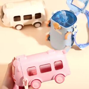 School Bus Design Kids Water Bottle With Strap? 500ml ABS Plastic Leak-Proof Bottle Small Square Drinking Cup ? Fun & Durable Water Bottle for Children (Random Color) - Image 3