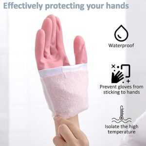 Long Reusable Dishwashing Gloves with Warm Fleece Lining ? Extra Long Waterproof Rubber Cleaning Gloves, Anti-Slip, Heat Resistant for Kitchen, Laundry, and Household Use (Random Color) - Image 3