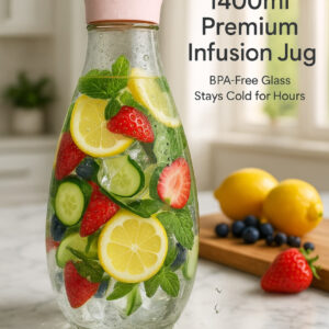 1400ml Hard Glass Water Jug with Lid ? Heat-Resistant Pitcher for Water, Juice, Iced Tea, Milk & Beverages - Image 1