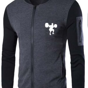 New Winter Collection Charcoal Grey Gym Printed Zipper Jacket for Men & Boys ? French Fleece, Premium Quality, Stylish & Comfortable Winter Wear - Image 4