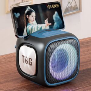 T&G Portable Bluetooth Speaker with LED Lights, Phone Holder & Powerful Bass ? Wireless, USB, TF Card & AUX Support ? Model X-911 - Image 4