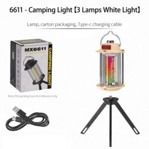 MX6611 Stepless Dimmable LED Camping Light ? Portable Rechargeable Outdoor Lantern with Tripod Stand - Image 4