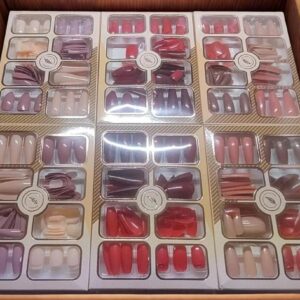 96 Pcs Fake Nails Set ? Nude, Red & Multicolor ABS Plastic Nail Tips, Durable & Easy-to-Apply, Smooth Finish for DIY Nail Art & Professional Manicure - Image 3