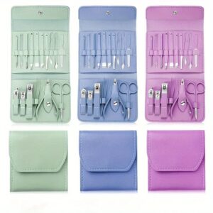 16pcs Professional Manicure & Pedicure Set ? Nail Clippers, Cuticle Nippers & Grooming Tools with Travel Case (Random color) - Image 3