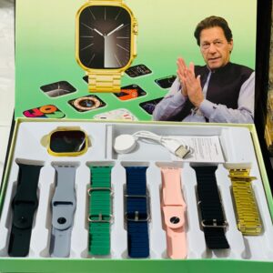 Q804 Imran Khan New Model Watch ? Golden Color with 7 Straps & Original Metal Strap - Image 2