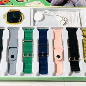 Q804 Imran Khan New Model Watch ? Golden Color with 7 Straps & Original Metal Strap - Image 1