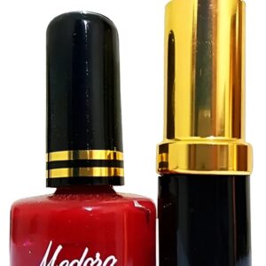 Medora 2 in 1 Lipstick & Nail Polish Combo ? Premium Beauty Deal with Matching Shades, Includes 1 Lipstick & 1 Nail Polish (Shade Red, Maroon) - Image 2