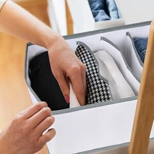 7 Grid Non-Woven Clothes Organizer for Wardrobe ? Foldable Storage Box, Milky White, 75 GSM (18x9x9 in) - Image 3