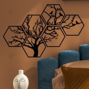 Wooden Tree of Life Wall Art Decoration (6Pc Set) - Image 2