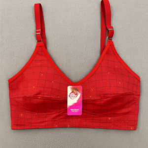 Jersey Print Bra ? Comfortable Everyday Wear (Red) - Image 1