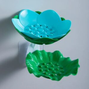 Wall Mounted Double Layer Lotus Flower Shaped Soap Holder (random color) - Image 5