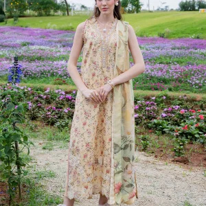 Izel Chikankari Embroidered Digital Printed Lawn 3 Piece Unstitched Suit