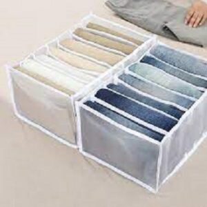 7 Grids Washable Wardrobe Clothes Organizer, Jeans Compartment Storage Box, Clothes Drawer Mesh Separation Box, Portable Foldable Closet - Image 1