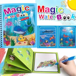 Magic Water Book Painting Drawing Coloring Board Book Magic Water Pen (random book ) - Image 1