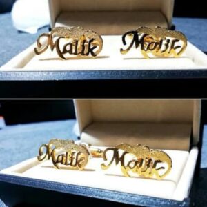 Gold Plated Name Cufflink Customize Any Name/Design ( With Box ) - Image 5