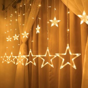 LED Star Curtain String Lights Home Indoor Decor Fairy Lights - Image 3