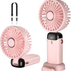 Digital Display Portable Mini Fan ? 5-in-1 Multipurpose USB-C Rechargeable Handheld Fan - With Cable (Random Color)
