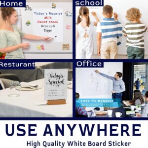 Self-Adhesive Whiteboard Wall Decal Sticker | Strong & Durable Dry Erase Wall Paper | Message Board Peel Stick White Board with 1 Marker for Kids Drawing (White Color) - Image 4