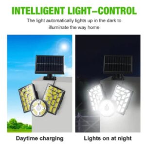LED Solar Wall Lamp 3-headed Split Outdoor Garden Courtyard Lamp with Solar Plate Human Body Induction Night Light garage lighting street lamp - Image 3