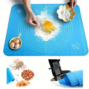 Silicone Baking Roti Mat With Measurements ? Heat Resistant Non-Stick Flour Rolling & Kneading Dough Pad | Size 50x40 (Random Color)