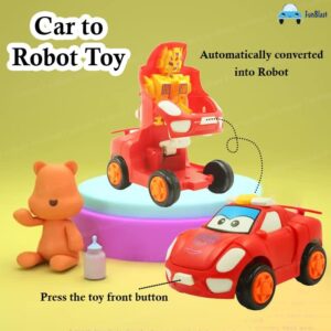 1 Pc - Pull Back Robot Car Toy - Push & Go Convert Robot Cars Toys For Kids Boys Girls Baby Babies Friction Powered Vehicle - Random Color - Image 3