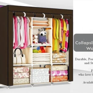 3 Door Fancy & Portable Foldable Closet Wardrobe Storage Organizer with Shelves Foe Multi Purpose - Image 5