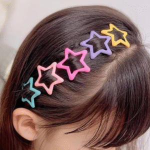 Pack Of 4 Star Shape Hair Clips For Girls ? Cute And Colorful Hair Accessories For Kids Styling And Daily Wear (Multicolor) - Image 1